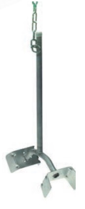 Hängetränke Edelstahl ½" mit zwei Abgängen, mit Spielschutz.