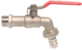 Kugelauslaufhahn Messing Vernickelt mit Edelstahlhebel, 1" x 25 mm