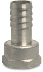 Schlauchtülle mit Sechskant Edelstahl 316,  ¾" IG x 19 mm Schlauchtülle