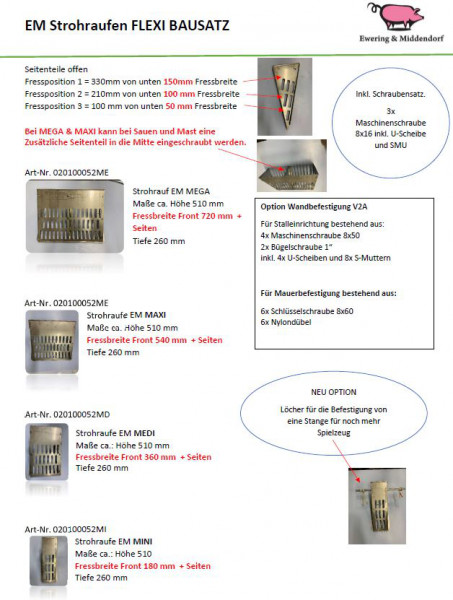 Heuraufe "EM" MINI aus Edelstahl (als Bausatz)