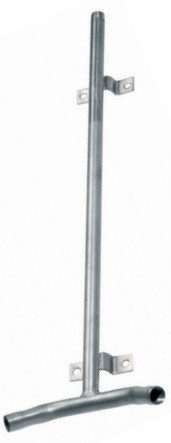 Edelstahlrohr ½", 660 mm mit zwei Tränkeabgängen parallel, 30° gebogen.